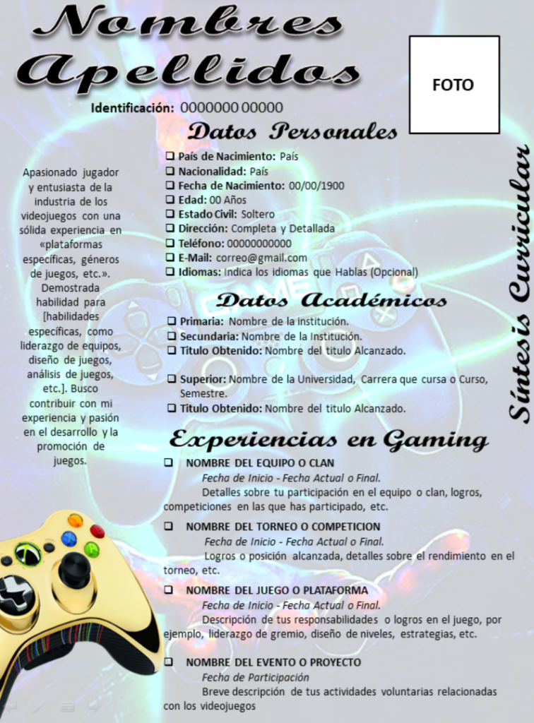 SINTESIS CURRICULAR PARA GAMER 3