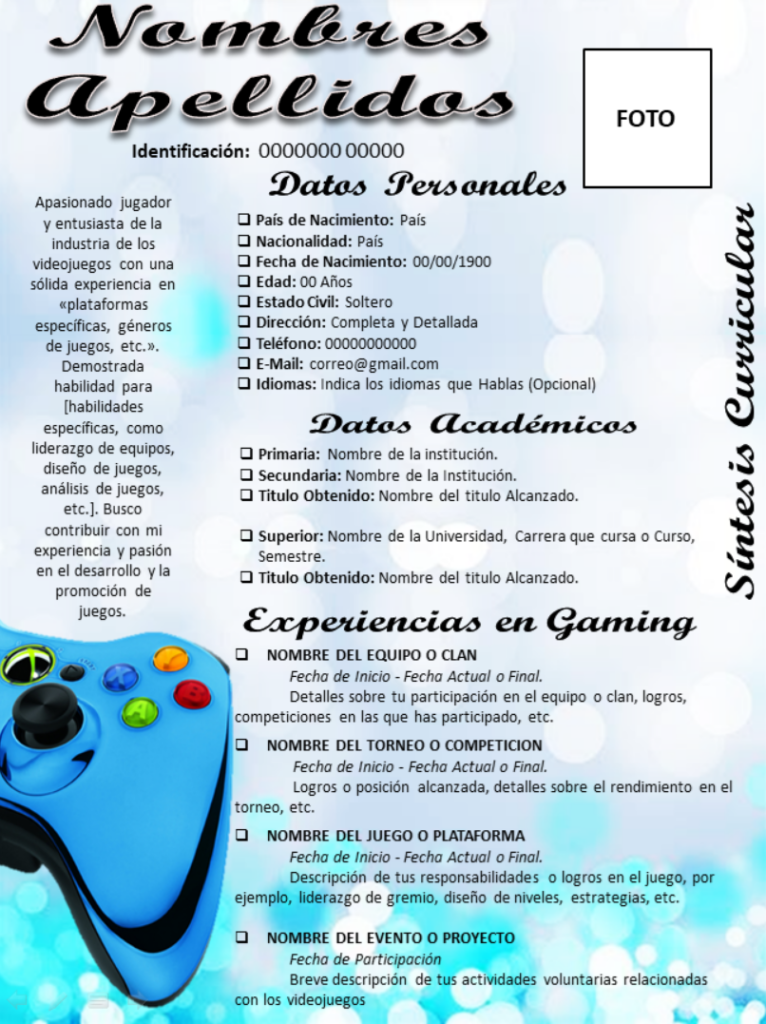 SINTESIS CURRICULAR PARA GAMER 2